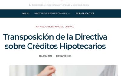 Transposición de la Directiva sobre Créditos Hipotecarios