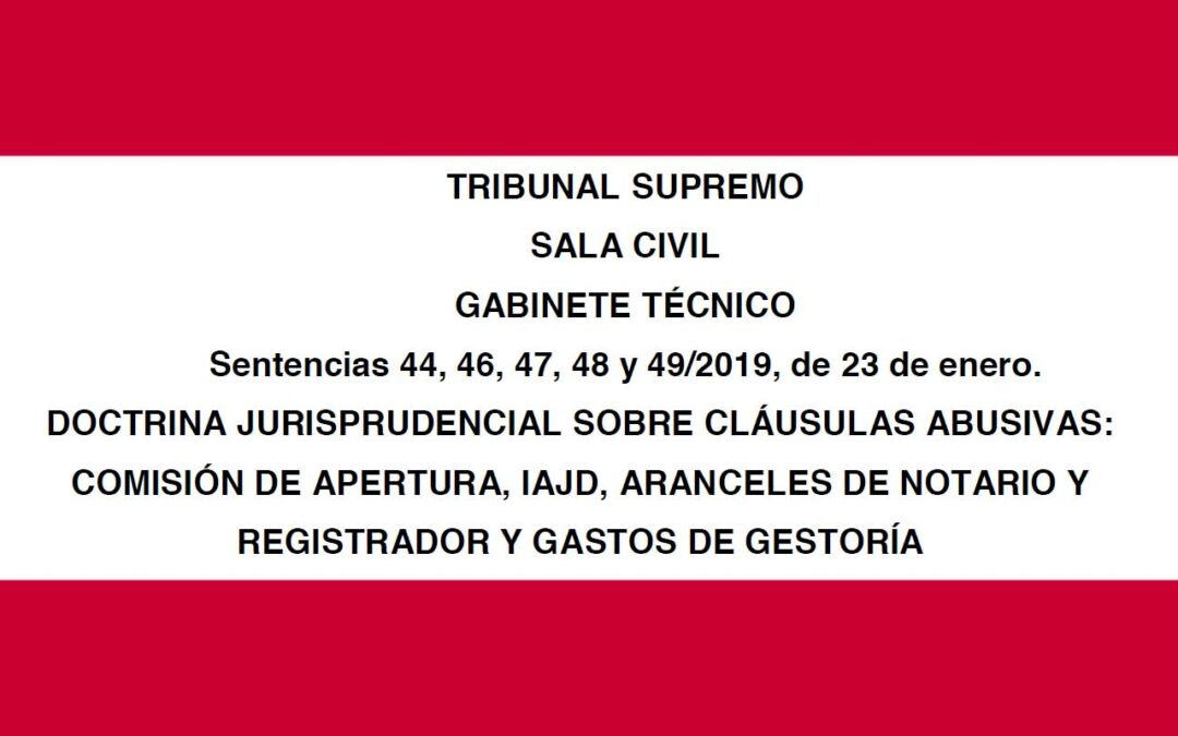 nota sala civil TS reparto gastos entre banco y cliente